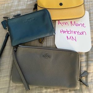 Grey Double Zip Coach Wristlet